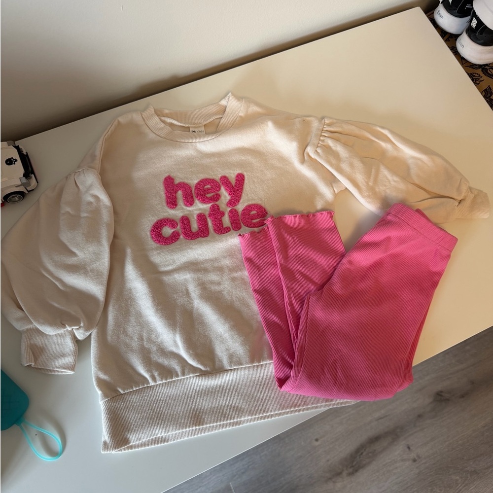 Cream and Pink 'Hey Cutie' Kids Top